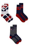 NFL Men's 3-Pack Sport Crew Fan Socks | Sock Size 10-13 | Ribbed, Arch Support, Cushioned Sole | Football Team Variations (New England Patriots)