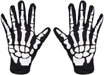 Mr Warm Halloween Skeleton Gloves,Full Finger Skeleton Pattern Gloves Cosplay Costume Accessories for Men Women Adults