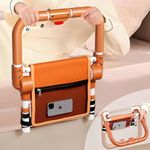 CYHWQ Foldable Bed Guard, Bed Rails for Elderly Adults, Adjustable in Three Heights and Equipped with a Storage Pocket, Suitable for the elderly, those with limited mobility (Without Leg)