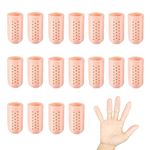 18Pcs Gel Finger Cots with Air Holes, Finger Protectors Breathable Silicone Finger Caps, Finger Sleeves Fingertips Protection for Eczema Wounds Cracking Blisters Broken Arthritis Trigger Finger