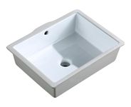 AMASHEN 16.8" x 13" Undermount Bathroom Sink White Rectangular Porcelain Ceramic Vanity Basin with Overflow