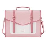 ECOSUSI Laptop Bag for Women 15.6 inch PU Leather Briefcase Large Computer Satchel Bag Professional Work Messenger Bag, Pink, 16.5x5.5x11.8 inch, Crossbody