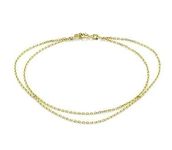 14K Gold Double Chain Anklet, Double Strand Gold Chain Anklet, Plain Gold Anklet, Gold Link Chain Body Jewelry for Women Girls