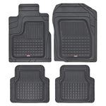 BDK Performance Plus Rubber Car Floor Mats - Heavy Duty Semi-Custom Fit (Black) - All Weather Protection Mat, Model: MT-170-BK