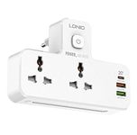 LDNIO SC2311 20W 3-Port USB Charger Extension Power Strip with 1 * 20W USB-C PD Power Delivery / 1 * 18W USB QC3.0/1 * USB-A Wall Charger Adapter Fast Charger for iPhone/Samsung/OnePlus/Mi/Oppo-Black