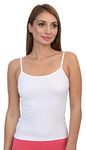 GLAMORAS Women Cotton Lycra Non Padded Non Wired Adjustable Spaghetti Strap Tank top Camisole, Size- S, Color- White