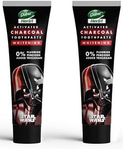 Dabur Herb'l Activated Charcoal & Mint Toothpaste - Star Wars Pack (Black Gel)- 240g (120gx2) Combo Pack | For Whitening | Fluoride Free Toothpaste | Fights Plaque & Extrinsic Stains