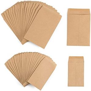 200 Pack Self-Adhesive Small Parts Packets Envelopes Kraft Self Sealing Seed Envelopes Coin Stamps Storage for Home, Garden, Wedding or Office, 2 Size(2.25"×3.5"/3.23"×4.53")