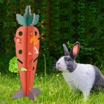 Rabbit Dispenser Toy for Boredom Breakers, Wooden Bunny Carrot Toy for Vegetable Fruit Interactive Guinea Pig Foraging Toy Hamster Food Feeder Rack Holder Decor for Small Pet