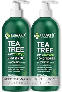 KESMEDIK Tea Tree Oil Shampoo and Conditioner MaxTherapy Set, Itchy Scalp Relief, Refreshes & Cleanses Dandruff & Buildup, Clarifying for Oily Hair, Women & Men, 16 fl oz Each