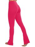 Sunzel Butterflycra High Waist Mini Flared Leggings for Women, Tummy Control Casual Flare Yoga Pants for Yoga Workout Gym 32" Viva Magenta Small