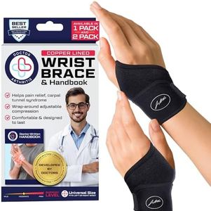 Doctor Developed Wrist supports/Wrist brace - Relief for carpal tunnel, wrist injuries, wrist support for arthritis, hand support, hand & wrist braces, wrist strap and Doctor Handbook (2 Pack Wrist Brace (R and L))