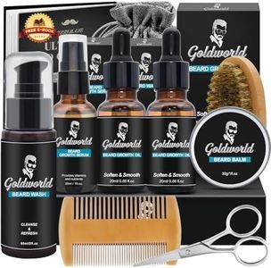 Beard Kit,Beard Growth Kit,Beard Grooming Kit w/2 Packs Beard Wash/Shampoo,Beard Growth Oil,Beard Balm,Beard Wash,Brush,Comb,Scissor,Storage Bag,E-Book,Beard Care & Trimming Kit Gifts for Men Him