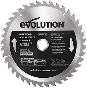 Evolution Power Tools FW185TCT-40, Fine Finish Wood Cutting TCT Saw Blade, 40 Teeth, Clean, Splinter Free Cut, 185mm
