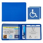 Disabled Blue Badge Holder Wallet for Car - PU Leather Protector Disability Parking Permit Discreet Cover Hologram Safe with 2X Disabled Stickers Included (Blue)