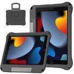 DJ&RPPQ Kids Case for iPad 9th / 8th / 7th Generation (iPad 10.2 Inch 2019/2020/2021), Lightweight & Shockproof Handle Stand Case Compatible with iPad Pro 10.5" / iPad Air 3 10.5" / iPad 10.2 (Black)