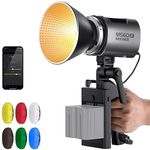 NEEWER MS60B LED Video Light with 6 Color Diffusers Kit, 65W Mini COB 2.4G/APP Control Bi Color 2700K-6500K Continuous Output Lighting 40000lux/m CRI97+ TLCI98+ 12 Scenes, PWM Dimming, Bowens Mount