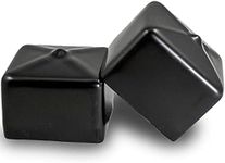 Made in USA Prescott Plastics 1 1/2” - 1.5" Square Rubber Hole Plugs, Vinyl End Caps, Black Rubber Cover for Metal Tubing, Fences, Rubber Caps for Glide Protection from Chairs and Furniture (4 Pack)