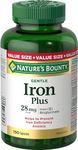 Nature's Bounty Gentle Iron Plus, Helps Prevent Iron Deficiency Anemia, 28 Mg, 150 Capsules