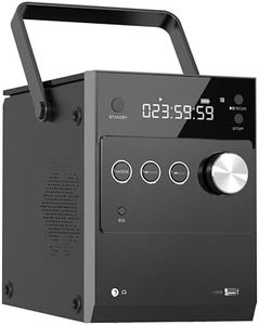 Boombox Lecteur CD Portable | Son stéréo 20 W | Batterie Rechargeable | Bouton d'ouverture Automatique du Couvercle | Bluetooth 5.3/Radio FM/USB/AUX | Micro et Prise Casque | Télécommande