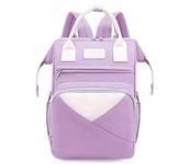 OBABY Baby Diaper Bag | Mother Bag Maternity Backpack Cum Tote bag | Spacious Waterproof Backpack with Multiple Pockets to Easily Organise Baby Essentials Diaper Backpack (Light Purple & White)