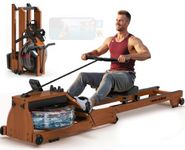 Water Rowing Machine for Home Use, WENOKER Wooden Foldable Rower Machine with Dedicated Monitor & Bluetooth APP, Large Water Tank & Comfortable Seat for Immersive Water Rower, 350LBS Weight Capacity