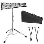MAYQMAY 32 Note Aluminum Glockenspiel Xylophone Percussion Musical Instrument Kit with Carrying Bag Adjustable Height Stand for Students and Adults Christmas