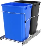 Rev-A-Shelf Double Pullout Trash Cans for Kitchen Cabinets 35 Quart Garbage Recycling Bin on Full Slides, Blue/Black, RV-18KD-2218C-S