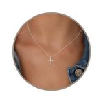 Cross Necklace For Women, Silver Cross Necklaces For women Waterproof Sterling Silver Necklace For Women, Cross Pendant 16-18 Inch Dainty Cross Necklace For Women Small Cross Necklace By Annik Bella (Silver)