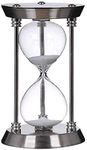 Bellaware 60 Minute Metal Hourglass Sand Timer, Decorative Large Size Sand Clock (Silver)