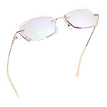 LifeArt Blue Light Blocking Glasses, Computer Reading Glasses, Anti Blue Rays, Reduce Eyestrain, Rimless Frame Tinted Lens with Diamond, Stylish for Women (No Magnification)