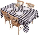 Kesfey Black Gingham Tablecloth 55x78in Wipe Clean, Polyester Rectangle Checkered Tablecloth Soilingproof, Fabric Plaid Tablecloth for Dining/Kitchen/Parties