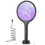 YISSVIC Electric Fly Swatter 4000V Bug Fly Zapper Racket Mosquito Fly Killer 1500 mAh 3 Layers Mesh with USB C Cable Stand Base for Indoor Outdoor