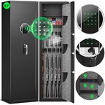 5-8 Rifle Gun Safe, Large Gun Safes & Cabinets, 57" Quick Access Gun Safe for Home Rifles and Pistols, Heavy Fireproof Gun Cabinet for Rifles and Shotguns with LCD Backlit Keypad & Dual Alarm System