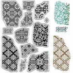 CRASPIRE Flower Pattern Clear Stamps Background Texture Stamp Reusable Retro Transparent Silicone Stamp Seals for Journaling Card Making Scrapbooking Photo Album Decorative Christmas DIY Crafting