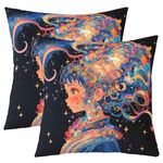 Loussiesd Drama Reversible Throw Pillow Covers for Kids Boys Girls Traditional Chinese Opera Pillow Covers Home Decor 40x40cm Cartoon Grils Print Square Cushion Covers Set of 2 Decor Galaxy Kawaii