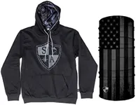 S A Company Inner Lined Hoodie Sweatshirt | Classic Fit Men Hoodies with 1 Multipurpose UV Face Shield Neck Gaiter (Blackout American Flag, L)