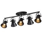 SEEBLEN 5-Light Track Lighting Kit, Directional Ceiling Light, Industrial Black Kitchen Track Lighting Fixtures Ceiling for Kitchen, Living Room, Dining Room, Hallway.