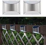 LITVERSE Stainless Steel Solar LED Wall Light Outdoor Waterproof Wall Light Decorative Fence Wall Lights, for Porch, Yard, Fence, Gate (Color :Warm White, 2 Pack)