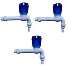 SOCCER Crystal Long Body Plastic PVC Nozzle Water Tap/Faucet (Blue, Set of 3)