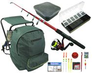 Roddarch© Junior Beginners Fishing Kit Set Inc. Rod, Reel, Tackle Set, Fishing Stool Seat Rucksack & Bait Box