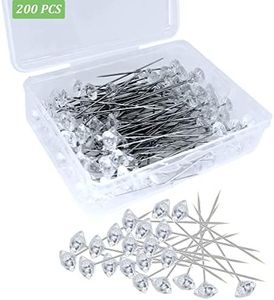 200PCS Bouquet Pins, Sewing Corsages Flower Pins, Long 2inch Floral Diamond Rhinestones Pins, Straight Head Pins for Wedding, Jewelry DIY Decoration, Quilting and Craft by Sunenlyst