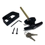 Shed Door T-Handle Lock Kit - Includes 2 Keys, 2 Screws, Square Bit, Allen Wrench, 4-1/2" Stem, Shed Lock, Barn Door Lock, Playhouse Lock & Chicken Coop Lock (Black)