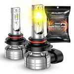 SEALIGHT H10 9145 9140 LED Fog Light Bulbs or DRL, 12000LM 3500K Amber Yellow Lights, Strong Penetration, 9040 9045 Front Fog Lamps for car, trucks, Non-polarity, Pack of 2