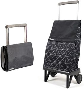 Rolser RS-103PL Folding Shopping Cart, Plagamatic Star, Black, 1.4 gal (40 L), Large Capacity, Compact, Quiet, Lightweight, Smooth Steps, Made in Spain