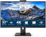 Philips 329P1H - 32 Inch 4K UHD Monitor, 60Hz, 4ms, IPS, USB-C Dock, WebCam, Speakers , Height Adjust (3840 x 2160, 350 cd/m² HDMI / DP 1.4 / USB-C)