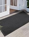 DEXI Door Mat Large Front Indoor Entrance Outdoor Doormat,Heavy Duty Rubber Outside Floor Rug for Entryway Patio Waterproof Low-Profile,2'x4',Dark Black Geometric