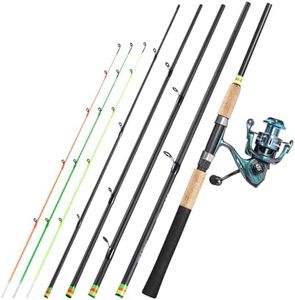Sougayilang Feeder Canne à pêche portable avec 3 pointes 3000 tailles de moulinet, canne à pêche spinning Travel Rod Gamme complète Action Carpe Grosse Canne à pêche Multicolore