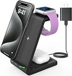 JoyGeek 3 in 1 Wireless Charger Stand for Apple Devices, Charging Station for iPhone 15/14/13/12/11/SE/X/8 Series, Charging Dock for Apple Watch Ultra/9/8/SE/7/6/5/4/3, AirPods Pro 2/3/2