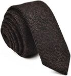 VOBOOM Mens Necktie Skinny Tie Tweed Pattern Woolen Neck Tie (06 Coffee)